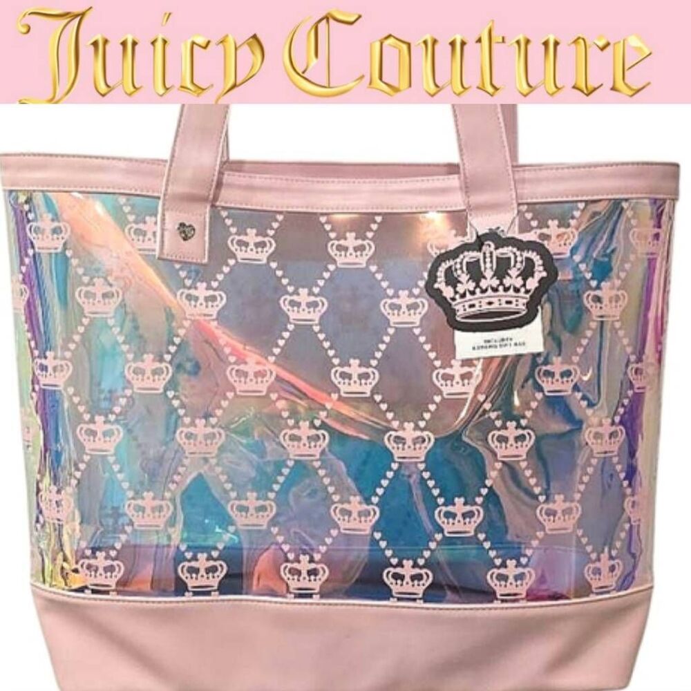 Juicy Couture Logo Crown Iridescent Beach Tote & Bathing Suit Bag